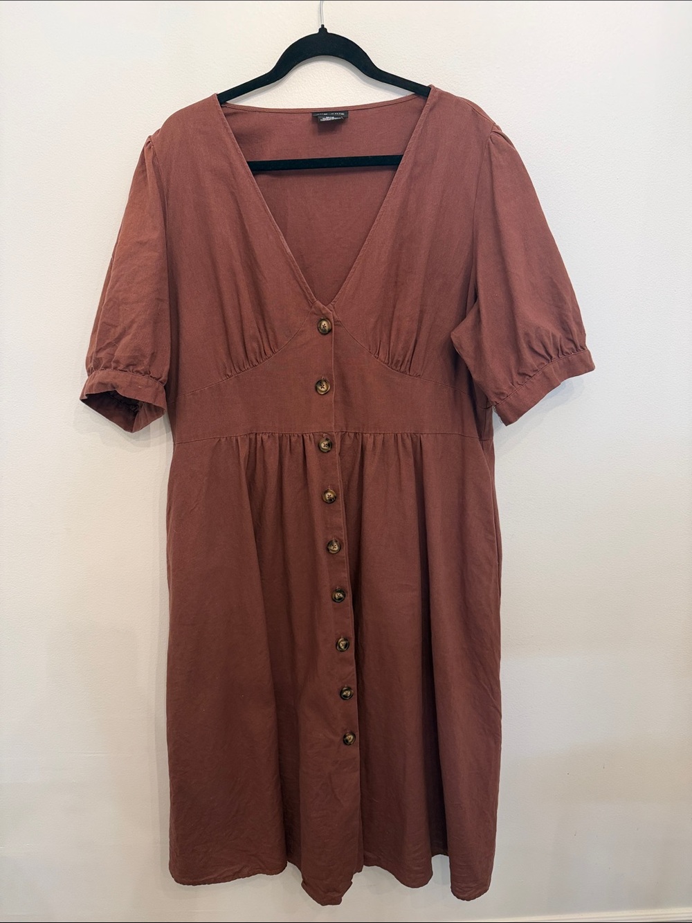 City Chic Wine Button-Front V-Neck Midi Dress - Picture 6 of 10
